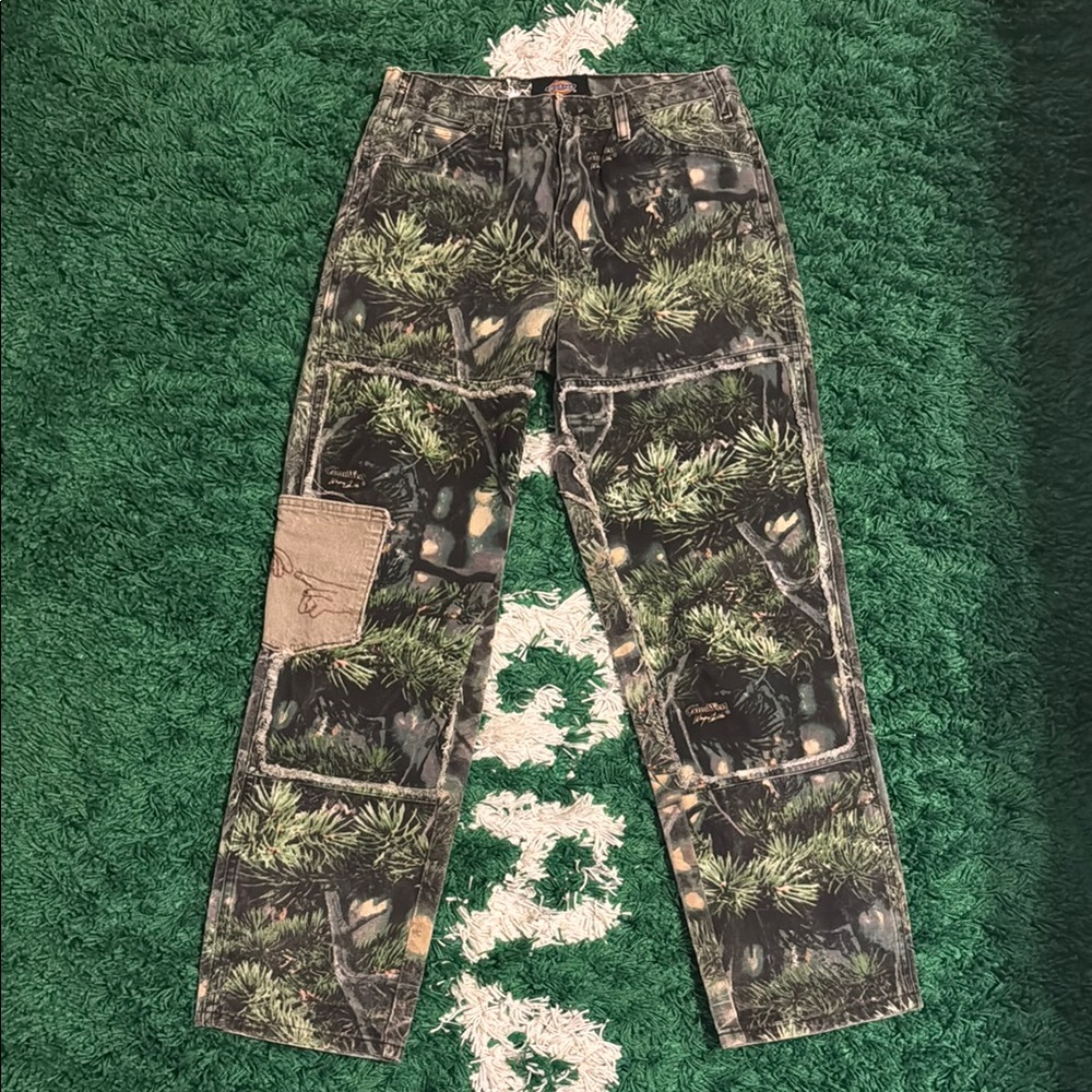 Dickies Green and Brown Cargo Pants Durable Woodland Style